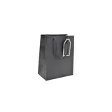 Sac pelliculé noir mat poignées cordelettes 12+7x15 cm 210g/m² – Paquet de 20 - Sacs pelliculés poignées cordelette
