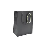 Sac pelliculé noir mat poignées cordelettes 18+10x23 cm 210g/m² – Paquet de 20 - Sacs pelliculés poignées cordelette