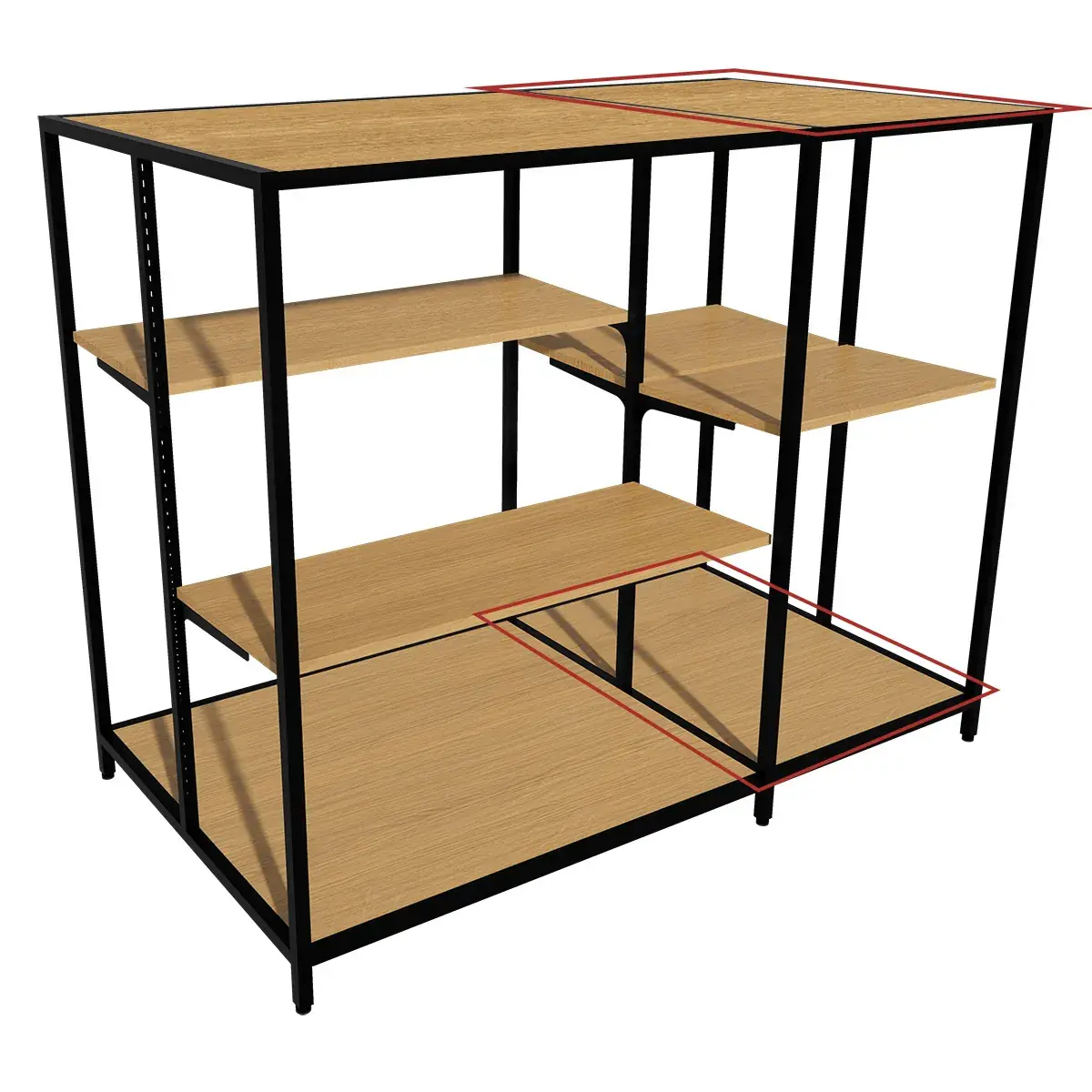 Plateau chêne Corbridge 57,5 x 84,7 cm pour gondole centrale Square 60 - Plateaux pour rayonnage magasin-2