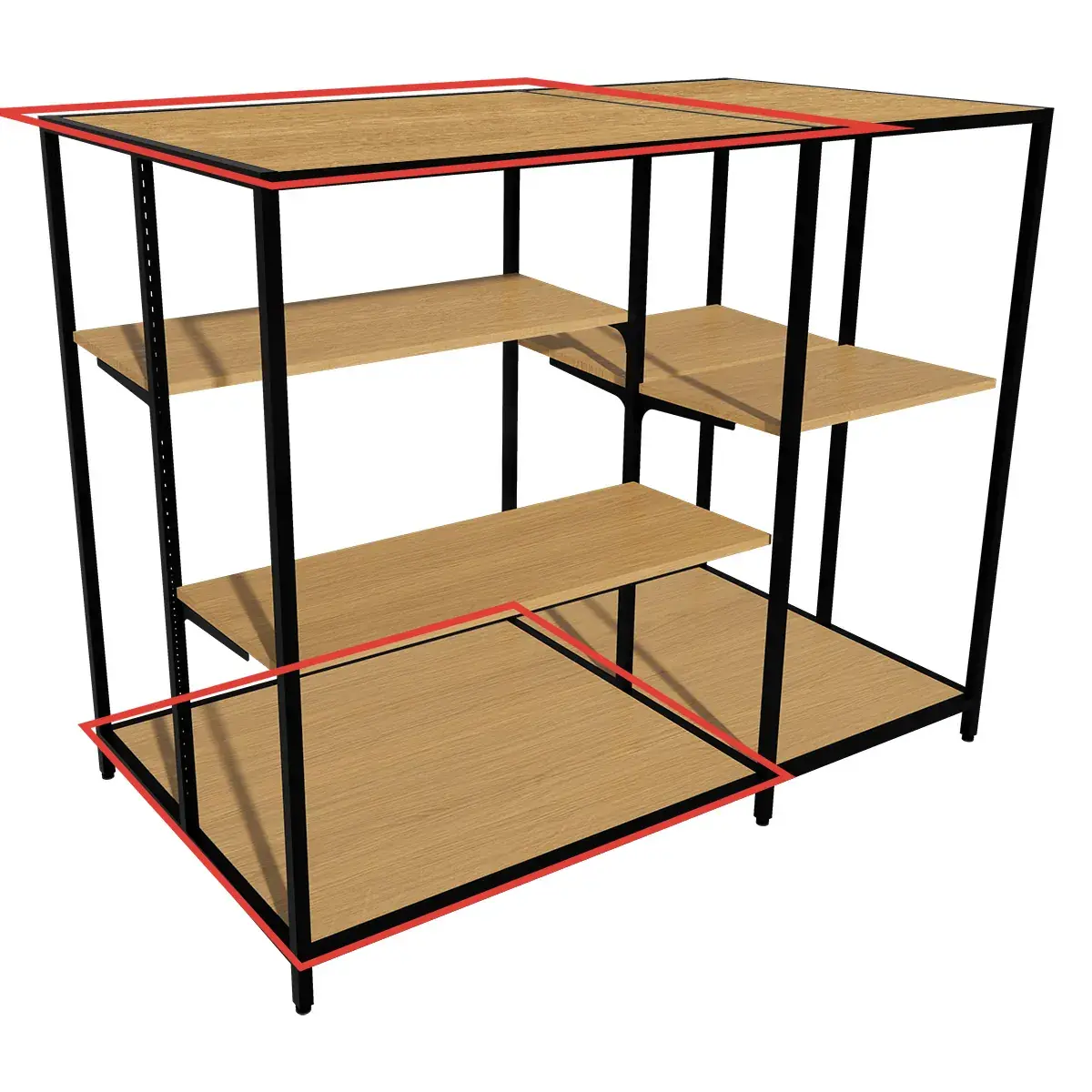 Plateau chêne Corbridge 97,5 x 84,7 cm pour gondole centrale Square 100 - Tablettes Bois Mélaminé-2