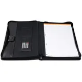 Conférencier zippé Exawallet A4 avec calculatrice – Dossier de conférence - Noir - Porte-blocs et Porte-documents