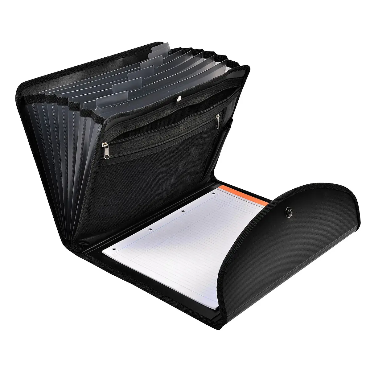 Trieur valisette 6 compartiments Exafolio A4 avec porte-bloc – Trieur conférencier - Noir - Porte-blocs et Porte-documents