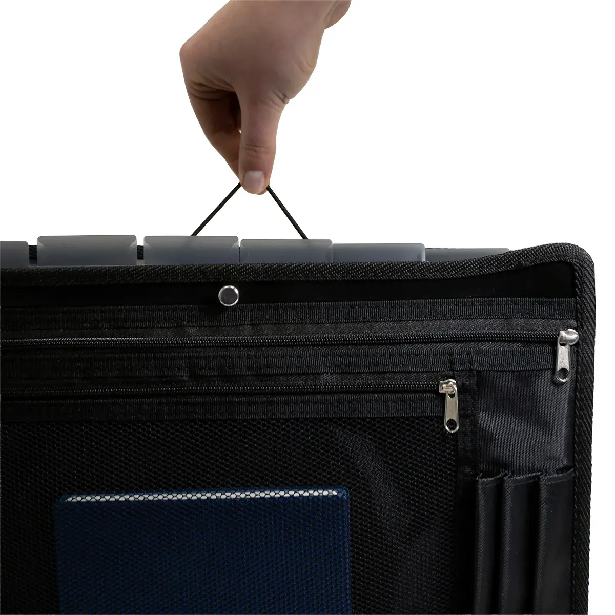 Trieur valisette 6 compartiments Exafolio A4 avec porte-bloc – Trieur conférencier - Noir - Intercalaires classeur, Trieurs documents-4