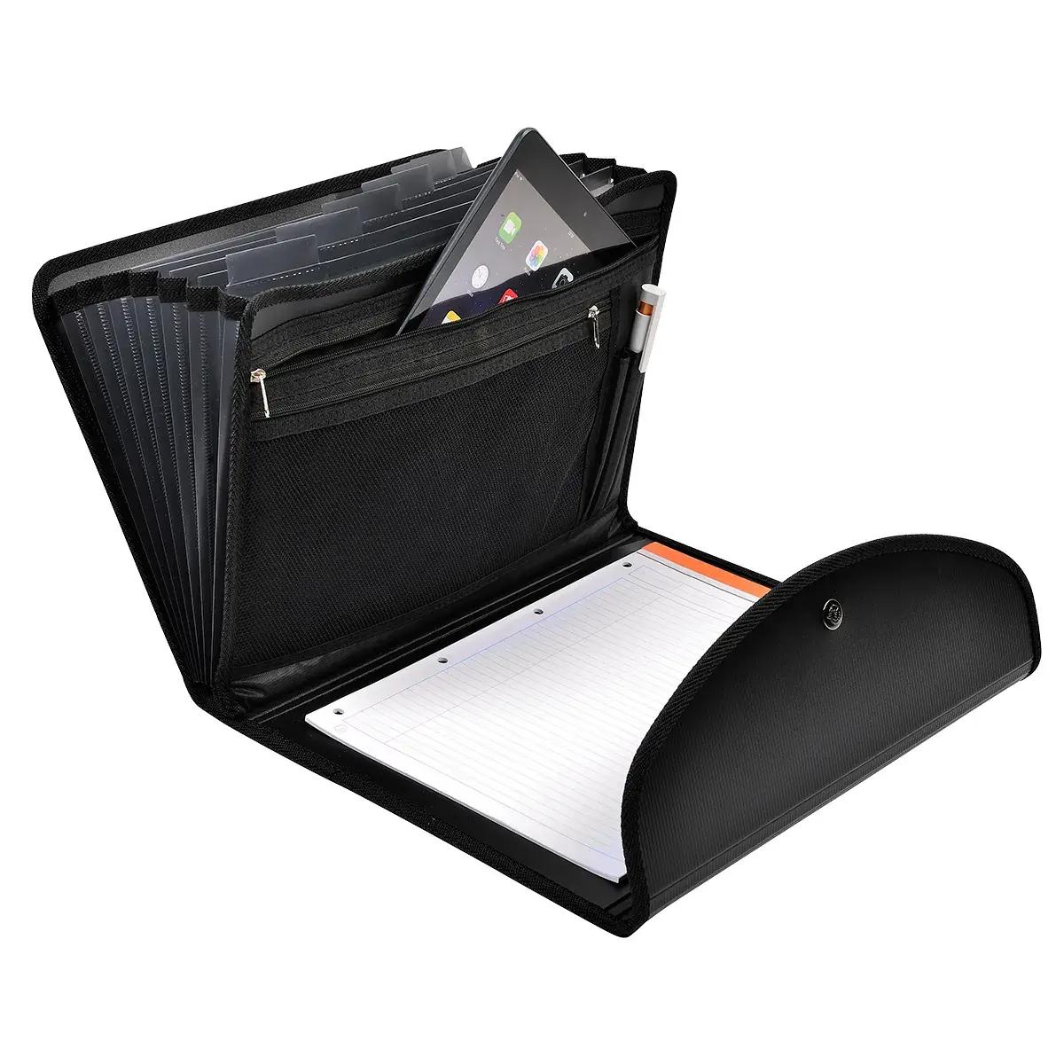 Trieur valisette 6 compartiments Exafolio A4 avec porte-bloc – Trieur conférencier - Noir - Porte-blocs et Porte-documents-5