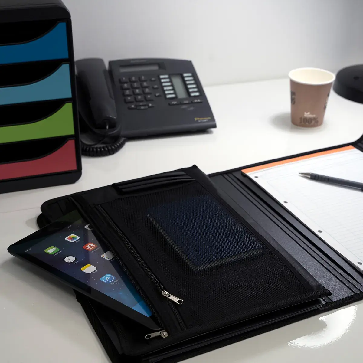 Trieur valisette 6 compartiments Exafolio A4 avec porte-bloc – Trieur conférencier - Noir - Porte-blocs et Porte-documents-6