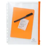 Pochette zip perforée A4 translucide avec zip orange - Pochettes de rangement - Lot de 5 - Protèges-documents, Porte-vues