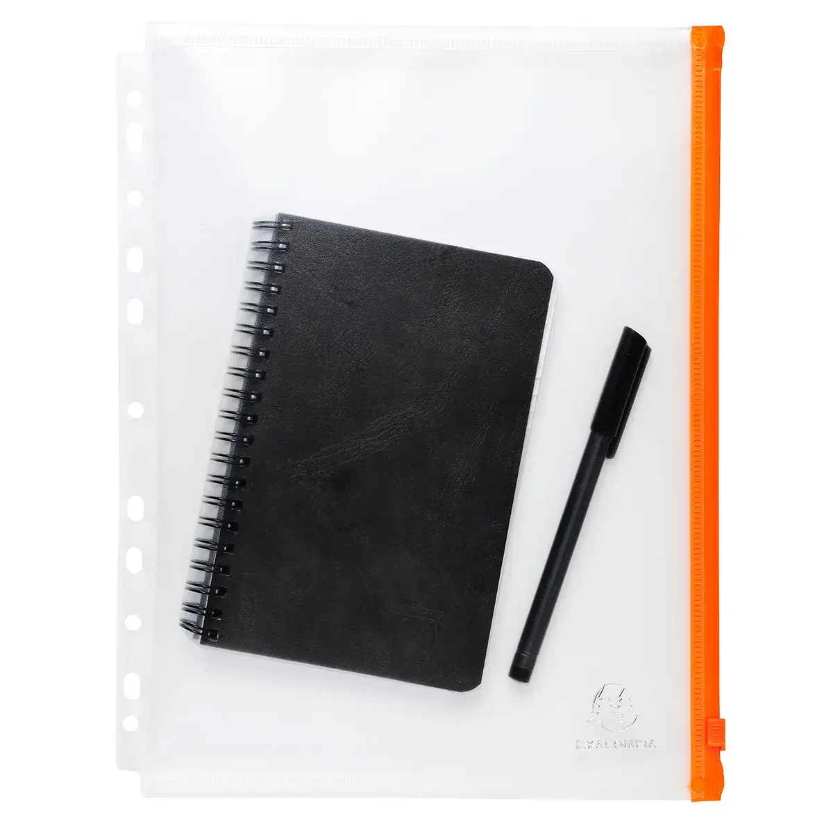 Pochette zip perforée A4 translucide avec zip orange - Pochettes de rangement - Lot de 5 - Protèges-documents, Porte-vues-2