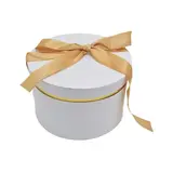 Boîte cadeau ronde blanche avec noeud ruban et liseré or en carton ø22,7x14 cm - Lot de 2 - Sacs cadeaux Saint-Valentin, Pochettes cadeaux Saint-Valentin