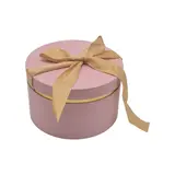 Boîte cadeau ronde rose avec noeud ruban et liseré or en carton ø24,7x16 cm - Lot de 2 - Sacs cadeaux Saint-Valentin, Pochettes cadeaux Saint-Valentin