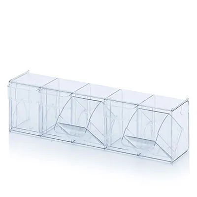Bac 5 tiroirs basculants transparent 60 x 13,3 x 16,4 cm - Bac-tiroir basculant - Bloc 5 tiroirs basculants - Blocs tiroirs-3
