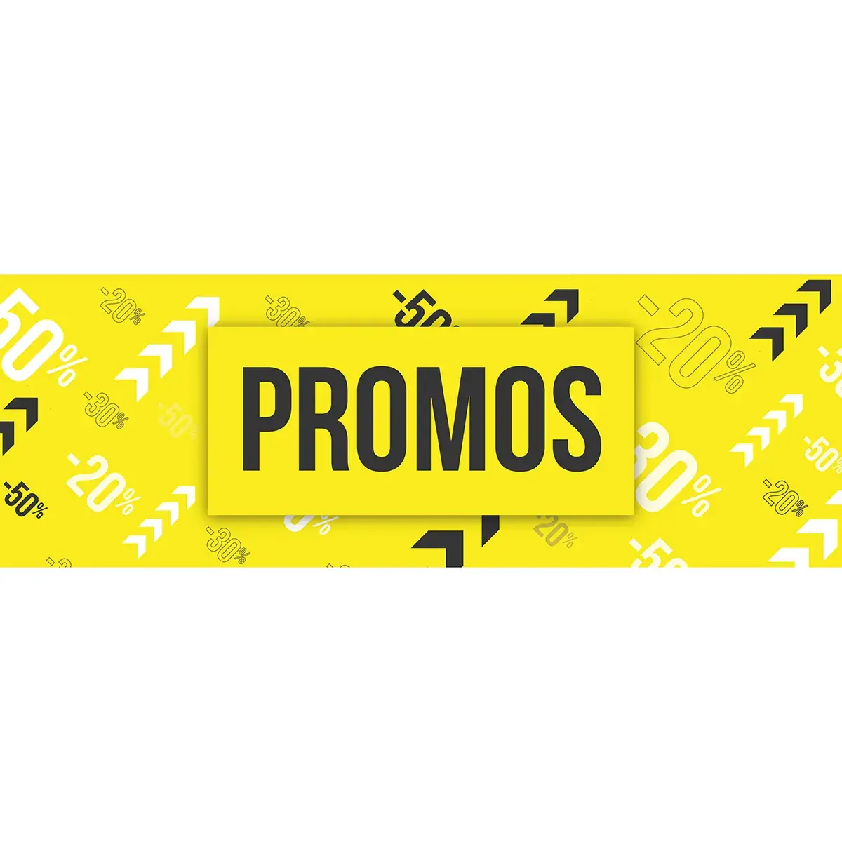 Affiche PROMOS 115 x 40 cm jaune/blanc/noir papier ½  mat 170 g/m² - Affiches Soldes, Panneaux soldes