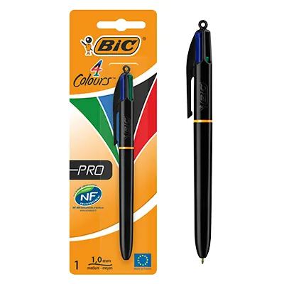 Stylo bille BIC 4 Couleurs Pro Rétractable – Corps Noir Laqué - Stylos billes-3