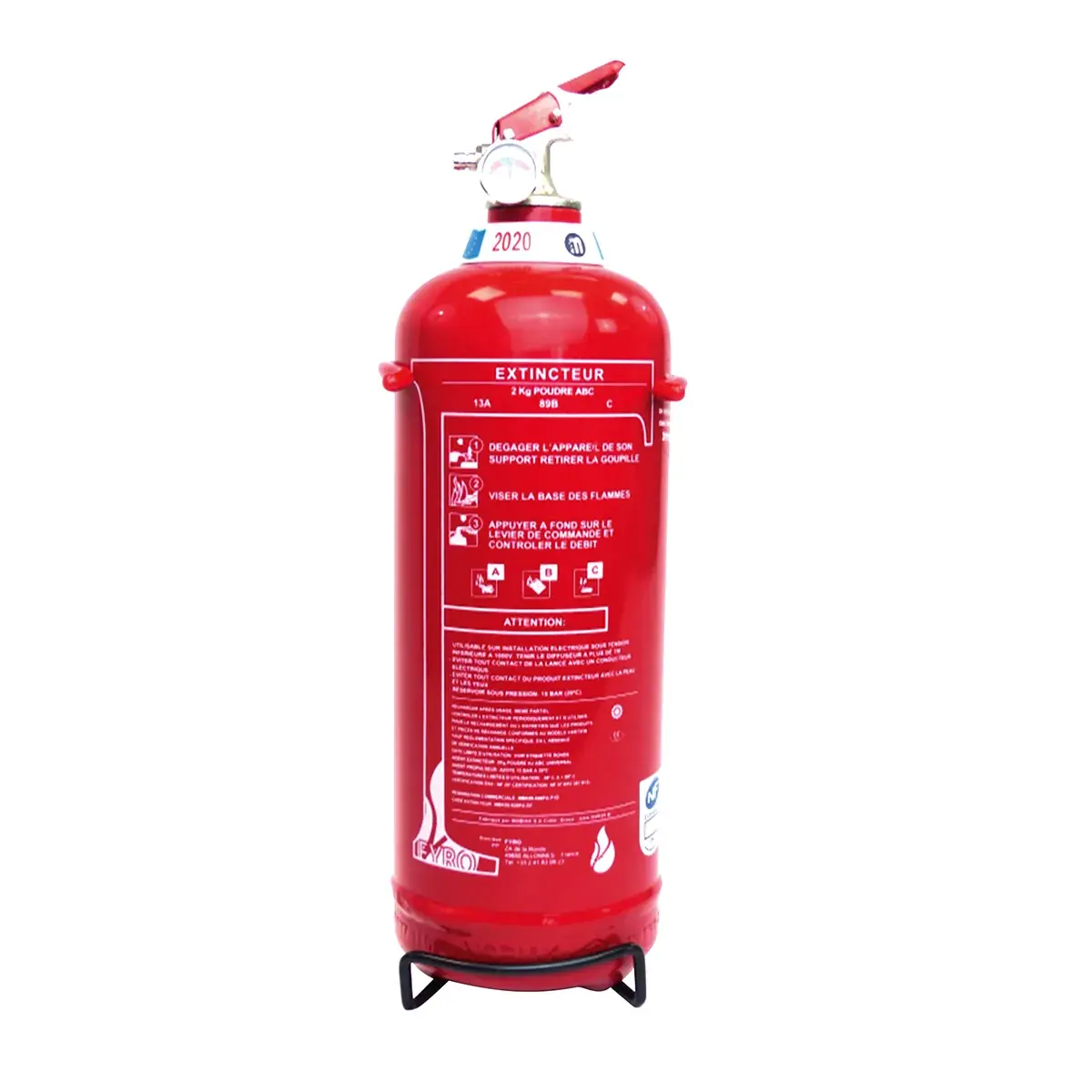 Extincteur Poudre 1Kg ABC 40% avec manomètre Certifié MED/NF – Marine & Véhicules - Extincteurs