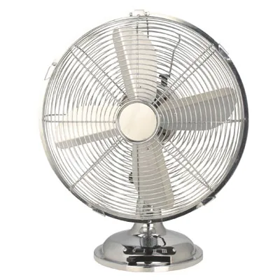 Ventilateur de table 30 cm 35W chrome inclinable 3 vitesses - Ventilateur à poser - Ventilateurs