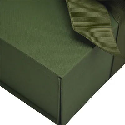 Boîte cadeau tissu avec noeud kaki mat 18 x 10 x 7 cm, paquet de 5 - Boites cadeaux carton pliables-2