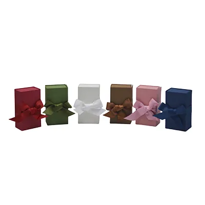 Boîte cadeau tissu avec noeud kaki mat 18 x 10 x 7 cm, paquet de 5 - Boites cadeaux carton pliables-3