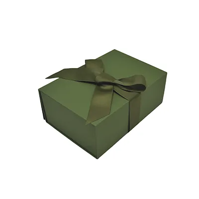 Boîte cadeau tissu avec noeud kaki mat 23 x 16 x 9 cm, paquet de 5 - Boites cadeaux carton pliables