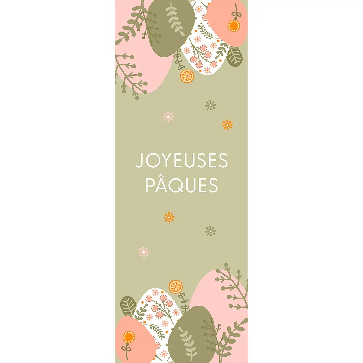 Affiche Pâques verticale motif œufs fleurs pastel 42 x 119 cm - Affiches Saisonnières
