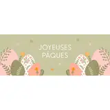 Affiche Pâques horizontale motif œufs fleurs pastel 84 x 30 cm