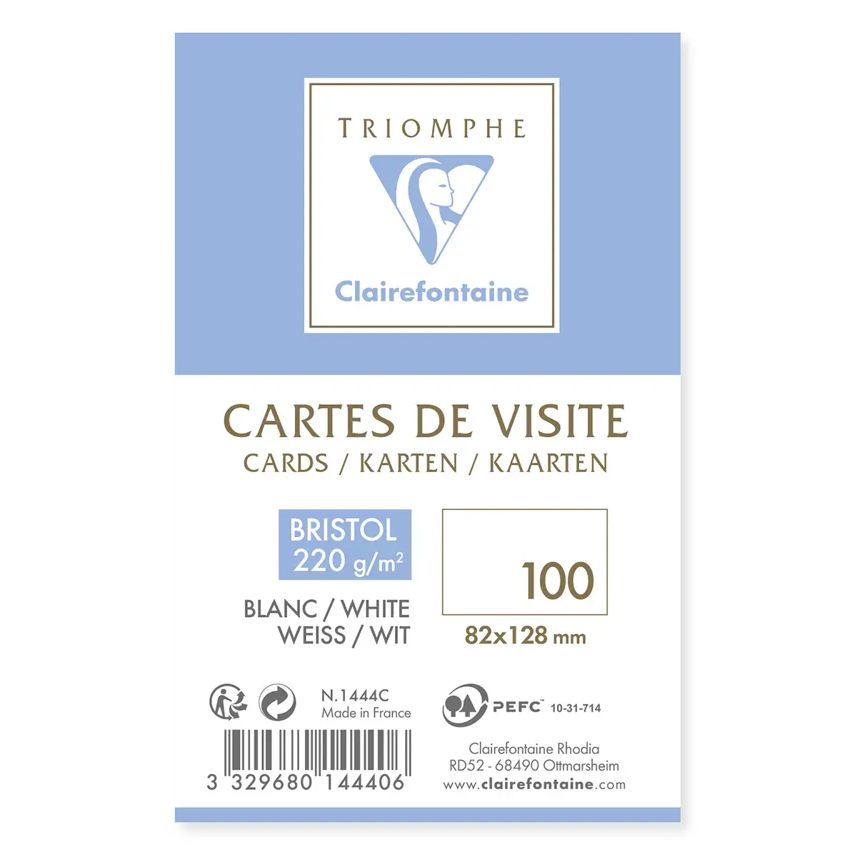 Cartes de Visite Bristol Blanc 82x128 mm 220g - Paquet de 100 - Cartes de visite et enveloppes-2