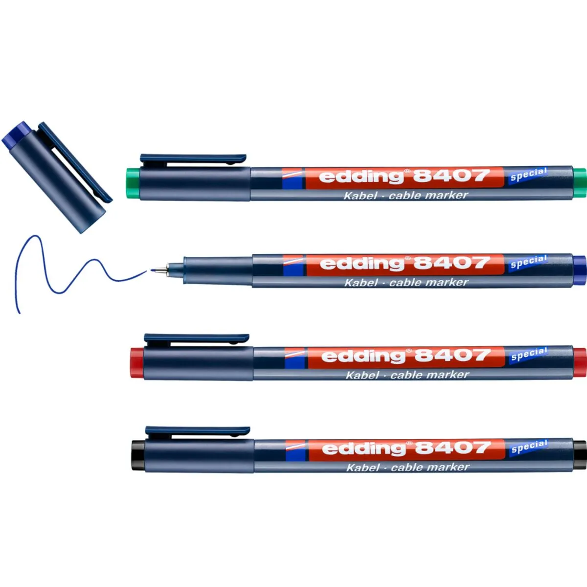 Marqueurs pour Câble Edding e-8407 - Pointe ogive fine 0,3 mm - Assortis - Par 4 - Marqueurs, Feutres craies-6