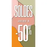 Affiche SOLDES style pastel nature organique 40 x 80 cm rose/vert/orange, papier ½ mat 170g - Affiches Soldes, Panneau soldes