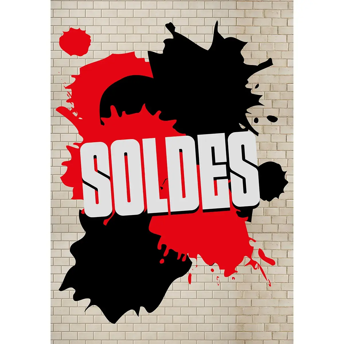 Affiche SOLDES Street Art rouge/noir 120 x 170 cm – papier couché ½ mat 190 g/m² - Affiches Soldes, Panneaux soldes