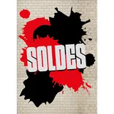 Affiche SOLDES Street Art rouge/noir 120 x 170 cm – papier couché ½ mat 190 g/m² - Affiches Soldes, Panneau soldes