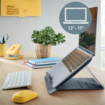 Support pour ordinateur portable Leitz Ergo Cozy gris – réglable 13 à 17 - Ergonomie bureautique -2
