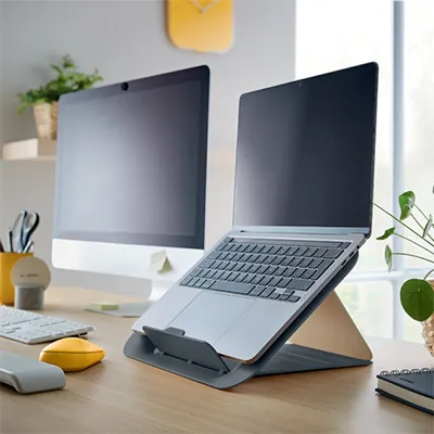 Support pour ordinateur portable Leitz Ergo Cozy gris – réglable 13 à 17 - Luminaires bureau, Ergonomie bureautique -6