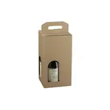 Boîtes pour 4 bouteilles de vin à fenêtre poignée kraft brun 18x18x34cm - Paquet de 20 - Coffrets pour bouteilles de vin, Boîtes pour bouteilles de vin