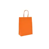 Sacs kraft orange poignées torsadées 16+8x22 cm 117g/m² – Paquet de 100 - Sacs kraft couleur poignées torsadées