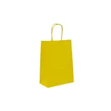Sacs kraft jaunes poignées torsadées 16+8x22 cm 117g/m² – Paquet de 100 - Sacs kraft couleur poignées torsadées