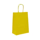 Sacs kraft jaunes poignées torsadées 26+12x33 cm 117g/m² – Paquet de 100 - Sacs kraft couleur poignées torsadées