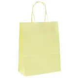 Sacs kraft jaune pastel poignées torsadées 35+14x42,5 cm 117g/m² – Paquet de 50 - Sacs kraft couleur poignées torsadées