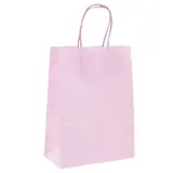 Sacs kraft rose pastel poignées torsadées 35+14 x 42,5 cm 117g/m² – Paquet de 50 - Sacs kraft couleur poignées torsadées