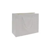 Sacs pelliculés blancs embossés tressés poignées cordelette 23+10x18cm 210g/m² - Paquet de 20 - Sacs pelliculés à motifs