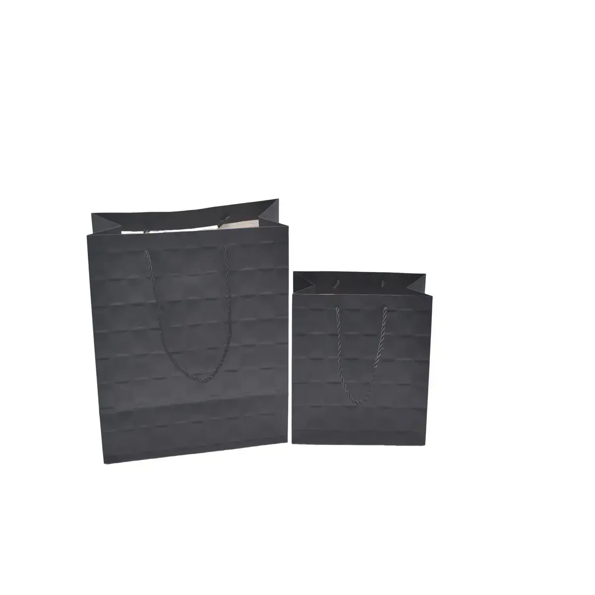 Sacs pelliculés noirs embossés tressés poignées cordelette 23+10x18 cm 210g/m² – Paquet de 20 - Sacs pelliculés à motifs-3