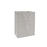 Sacs pelliculés blancs embossés fleurs pois or poignées cordelette 12+7x15 cm 210g/m² – Paquet de 20 - Sacs pelliculés à motifs
