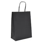 Sac kraft noir poignées torsadées assorties 35+14x42,5 cm – Paquet de 50 - Sacs kraft couleur poignées torsadées