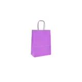 Sac kraft rose-violet poignées torsadées assorties 12+6x15 cm – Paquet de 100 - Sacs kraft couleur poignées torsadées