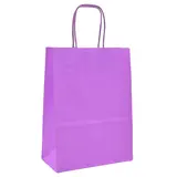 Sac kraft rose-violet poignées torsadées assorties 35+14x42,5 cm – Paquet de 50 - Sacs kraft couleur poignées torsadées