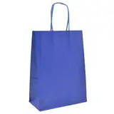 Sacs kraft bleu roi poignées torsadées assorties 35+14x42,5 cm – Paquet de 50 - Sacs kraft couleur poignées torsadées