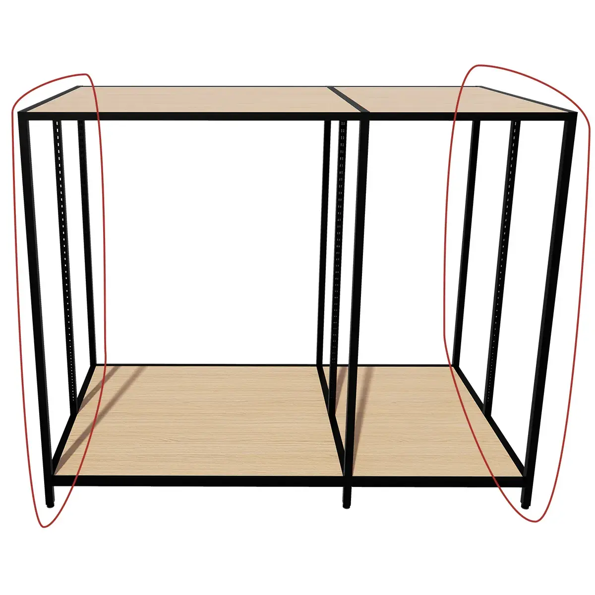 Cadres Latéraux Ligne Square 25 Noir Sablé H.133 cm - Lot de 2 - Ligne Square 25 noir-4