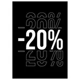 Etiquette -20% à trou 50 x 70 mm Noir / Blanc - Etiquettes Soldes - Paquet de 250 - Etiquettes soldes