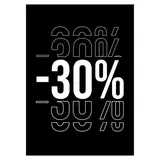 Etiquette -30% à trou 50 x 70 mm - Etiquettes Soldes - Paquet de 250 - Étiquettes Soldes