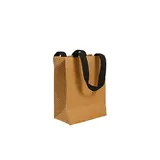 Sac luxe kraft brun / noir à poignées papier – L 11,5 x P 6,5 x H 15 cm – Paquet de 10 - Sacs kraft luxe