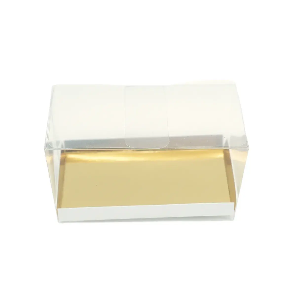 Ballotin transparent fermeture à patte fond doré PVC 12,5 x 8 x 6,5 cm - Lot de 10 - Ballotins chocolats vides