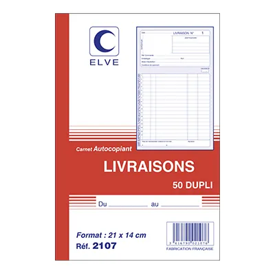 Carnet de livraison Manifold Elve 50 dupli A5 210x140mm - Carnet autocopiant - Carnets de commandes, Carnets de livraisons