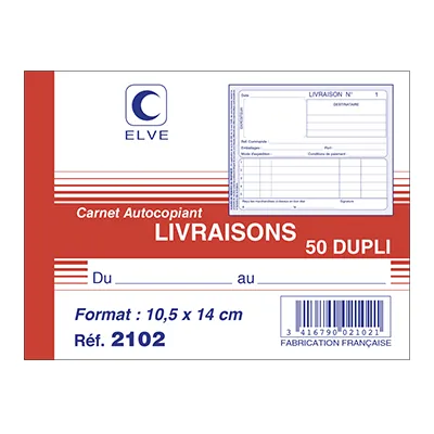 Carnet de livraison Manifold Elve 50 dupli A6 140x105mm - Carnet autocopiant - Carnets de commandes, Carnets de livraisons